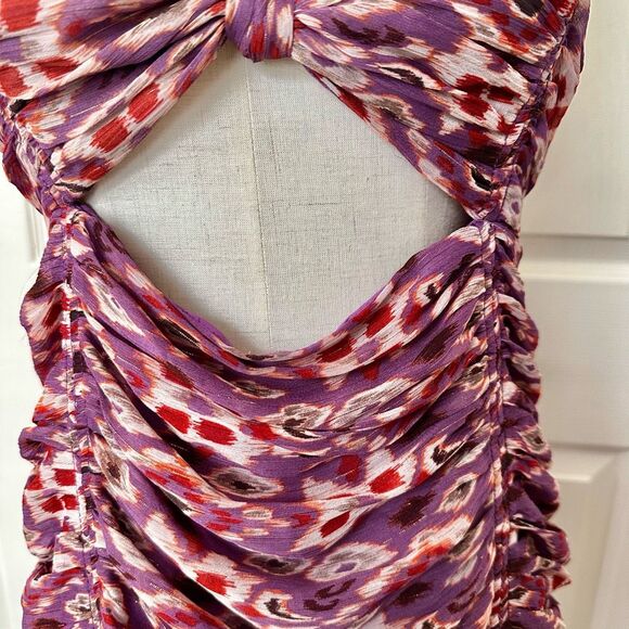 Zara spaghetti strap front knot ruched mini dress - Picture 13 of 15